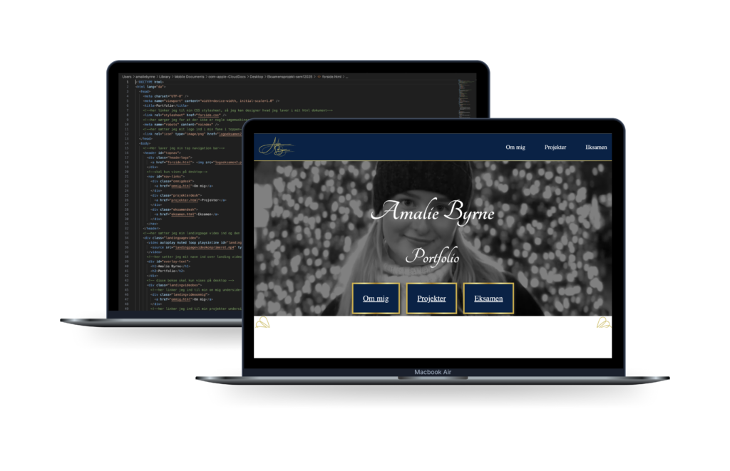 billede af computere med html og med portfolio