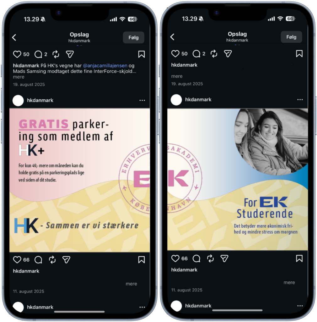 telefon mockup af vores SoMe projekt
