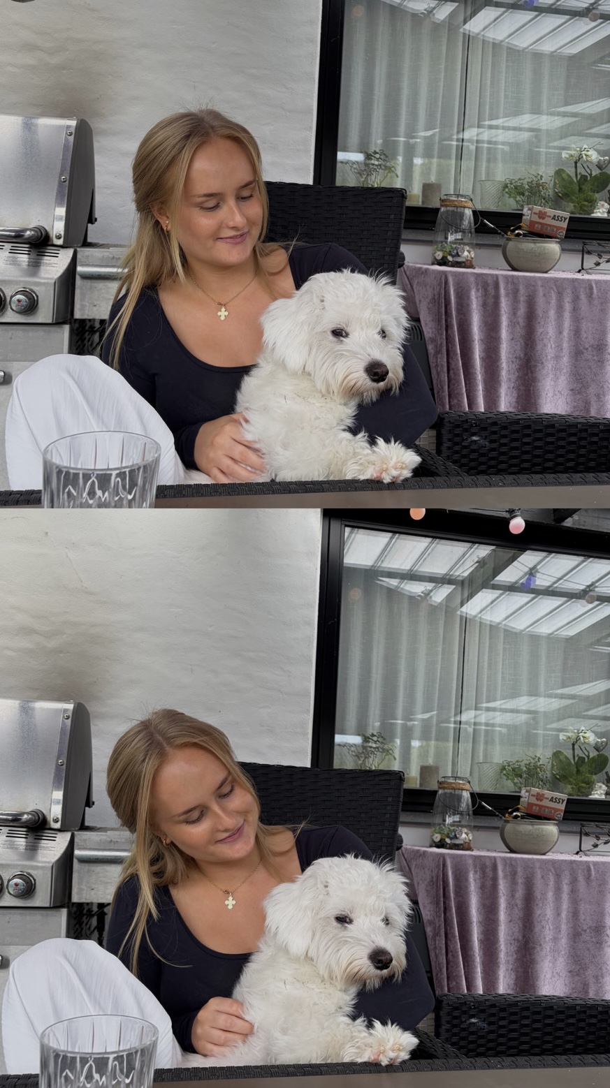 billede af amalie og hendes hvide hund